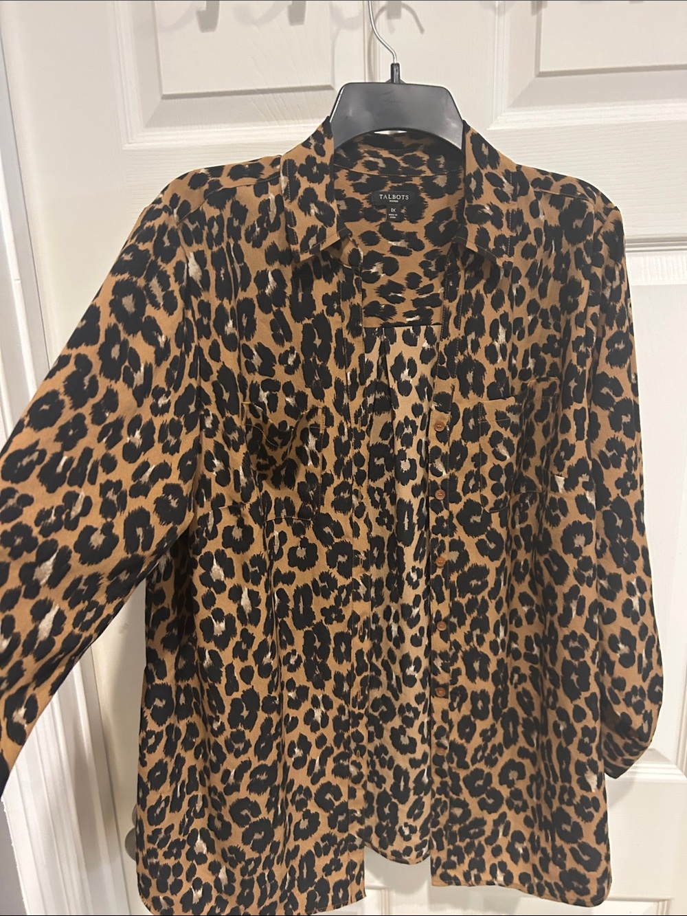 Talbots Leopard Print Button-Down Shirt in Brown and Black